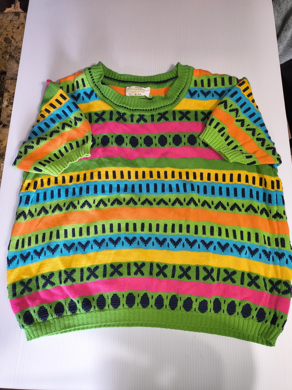 VINTAGE 90s United Colors of Benetton Short Sleeve Knit Sweater | Made In Italy